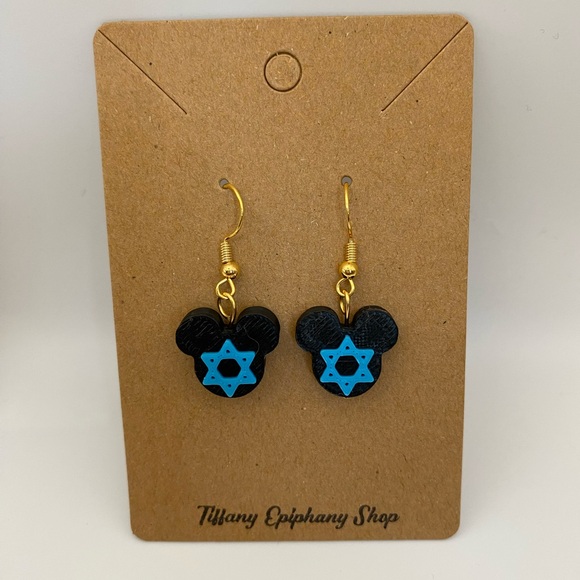 One pair Hanukkah Mickey Earrings Handmade NWT - Picture 7 of 15